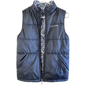 Columbia Vest Women's Sz L Blue Reversible Ice Chips II Insulated Puffer/Fleece